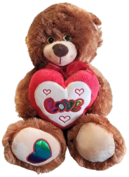 Pluchen teddybeer met hart en strik bruin 30 cm