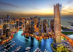 Puzzel Dubai Marina bij nacht 1000 stukjes