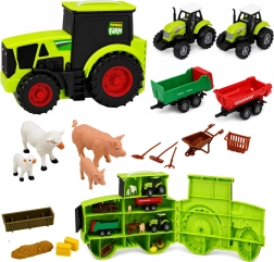 Boerderijset in tractor – draagbare boerderij (28-delige set)