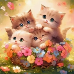 Diamantenmozaïek - Katten