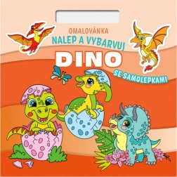 kleurboek vierkant plakken en kleuren dino