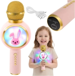 Draadloze karaoke microfoon voor kinderen met LED, roze IZOXIS
