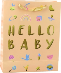 Cadeautasje voor kind Hello Baby perzik