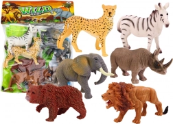 Set wilde dierenfiguren 6 stuks Olifant Leeuw Neushoorn