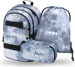 Baagl schoolsset NASA Grey – rugzak, etui en gymzak