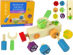 Houten schroefset met dierfiguren