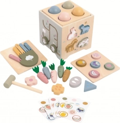 Multifunctionele houten motorische kubus boerderij 2Kids Toys