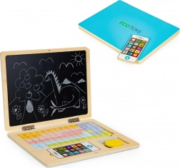 Houten leerlaptop met magnetisch bord en letters ECO TOYS
