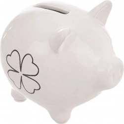 Keramische spaarvarken met klavermotief 10 cm