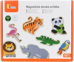 Houten magneetjes wilde dieren Viga