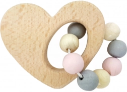 Hess houten rammelaar hart in roze