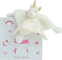 Doudou cadeau set – pluchen knuffeldoekje eenhoorn 22 cm