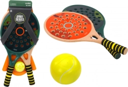 Set van 2 padelrackets Groen Beige PU Bal Geel voor kinderen om te spelen