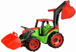 Lena tractor met shovel en graafarm – groen‑rood