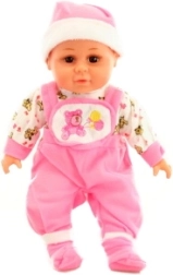 Geluidmakende babypop met zacht lijfje, roze