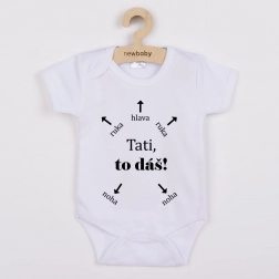Babyromper met print NEW BABY Papa, jij kunt het! – korte mouw