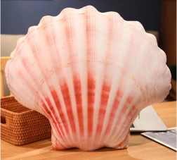 Pluche kussen in de vorm van een schelp 50 x 40 cm