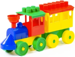 Bouwset trein met locomotief en wagon