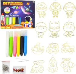 Creatieve 3D-kosmosverfset – 6 kleuren en 12 hangers