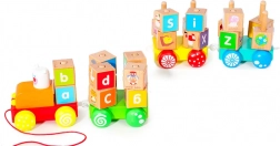 Houten trein met educatieve alfabetblokjes van Ecotoys