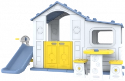 Groot kinderhuisje met blauw dak