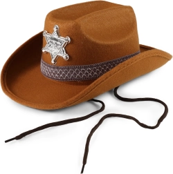 Bruine cowboyhoed met sheriffster voor kinderen