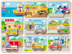 Houten puzzel met het thema vervoer