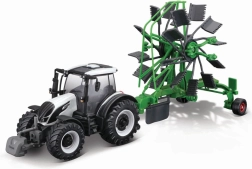 Bburago Farm 10 cm Tractor met Luxe Aanhanger - Valtra N174 - Zwadhark