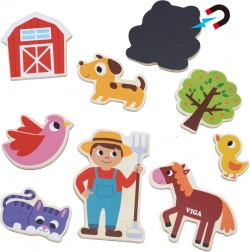 VIGA magnetische boerderijvrienden – set van 20 houten magneten