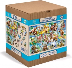 Houten puzzel 2-in-1 Dierenansichtkaarten WOODEN CITY, 505 stukjes