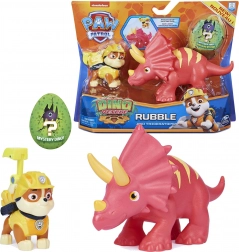 Paw Patrol Dino Rescue – figuur Rubble en triceratops met verrassing