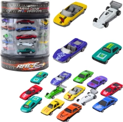 Set metalen autootjes in koker 1:64 – klassieke sportauto’s, 25 stuks
