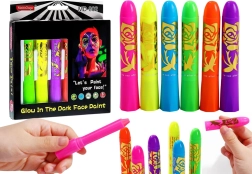Neon gezichtsverfset, fluorescerende stiften, 6 stuks