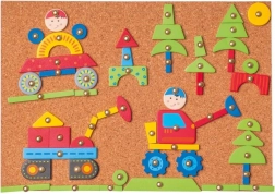 Woody plank met vormen om vast te spijkeren – vervoersmiddelen