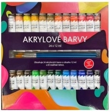 Acrylverf 24×12 ml met penselen, voor keramiek, glas, hout en papier