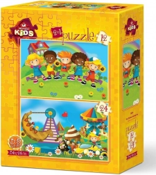 Puzzel Kinderen hebben plezier 12 en 24 stukjes