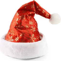 Kerstmuts met gouden sneeuwvlokken