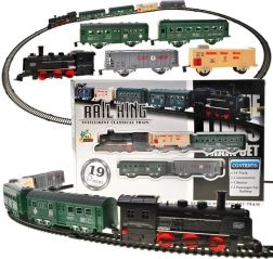 Elektrische trein met locomotief en wagons