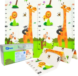Humbi dubbelzijdige opvouwbare XPE-schuim speelmat met dieren en meetlat 180 × 150 × 1 cm