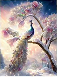 Diamantmozaïek - Pauw op tak