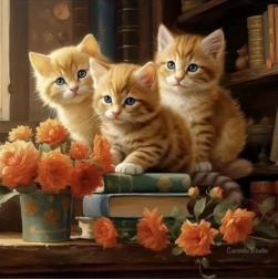 Diamantmozaïek - Drie katten