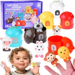 Set rubberen diertjes met huisjes en cijfers