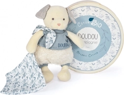 Geschenkset Doudou - Pluchen hondje met deken van BIO-katoen 22 cm