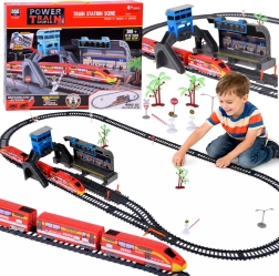 Elektrische treinbaan voor kinderen met station en rails 300 cm