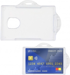 Transparante horizontale houder voor identificatiekaart van hard plastic