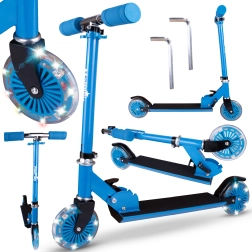 Tweedelige step met lichtgevende wielen blauw