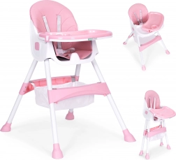 Kinderstoeltje met blad en mand, 5-puntsgordel, ECOTOYS – Roze