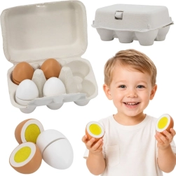 Viga houten set met 6 eieren in een eierdoos