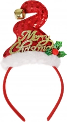 Kerst haarband met mutsje en belletje Merry Christmas