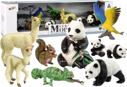 set dierenfiguren papegaai en panda’s